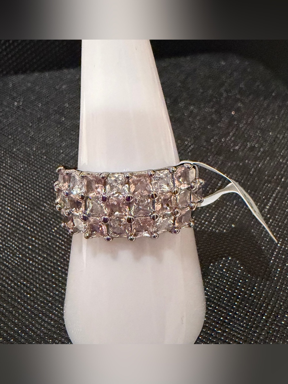 BP RG99272 LC Peach Tourmaline CZ Hematite ring Size 8